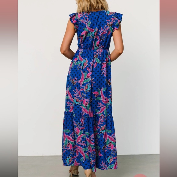 Baltic Born Indigo Print Biscayne Blue & Pink Maxi Dress SIZE XL - Picture 2 of 8